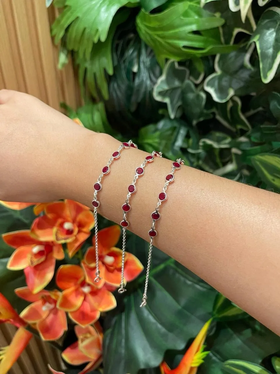 Pulseira Zircônias Vermelhas