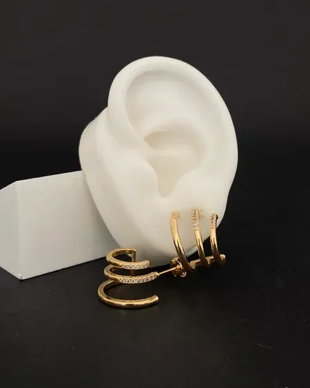 Brinco Ear Cuff Espiral Cravejado