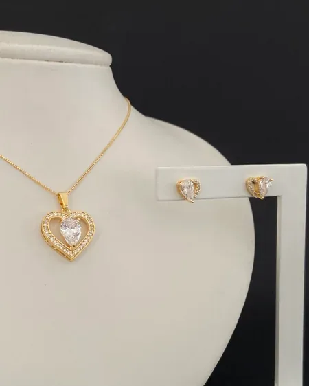 Conjunto Coração Cravejado
